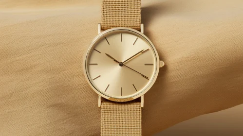Elegant Gold Watch with Brown Strap | Close-up Image