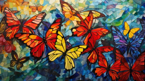 Exquisite Stained Glass Window with Butterfly Theme
