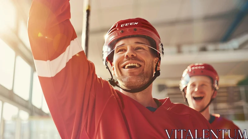 Hockey Players Celebrating Victory AI Image