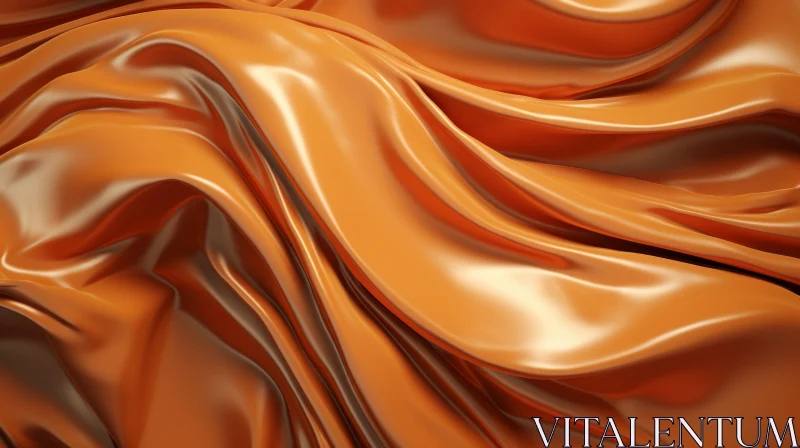 AI ART Luxurious Orange Silk Fabric Close-Up