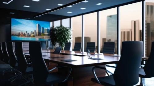 Modern Conference Room with Cityscape View