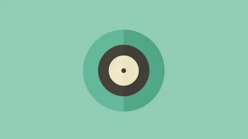 Vinyl Record on Green Background - Flat Design