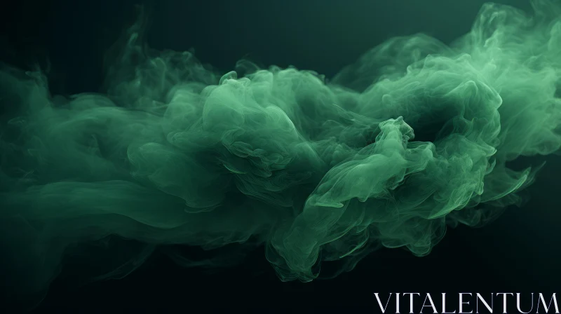 Dark Green Smoke on Black Background - Abstract Art AI Image