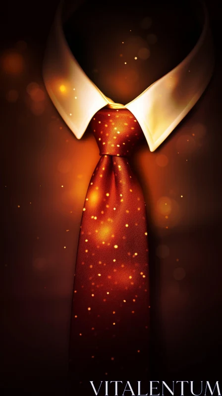 AI ART Elegant Man's Shirt Collar and Red Tie