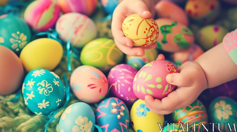 Enchanting Easter Egg Held by Child's Hands AI Image