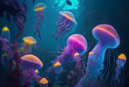 Enchanting Jellyfish in the Deep Blue Ocean