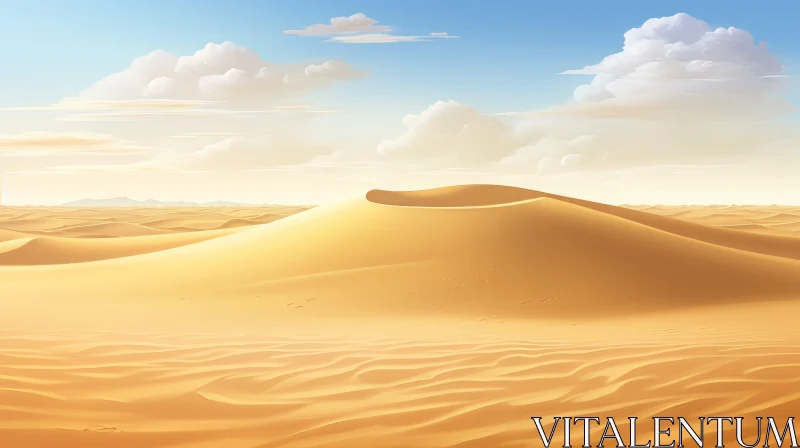 Golden Sand Dunes in Vast Desert Landscape AI Image