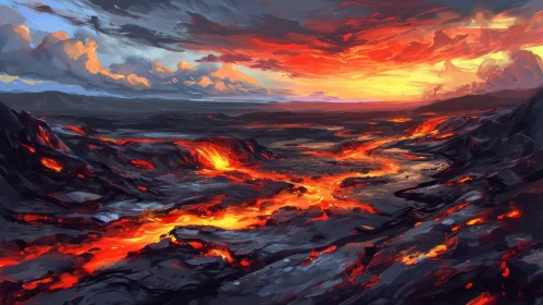 Power of Nature: Volcanic Landscape Digital Painting