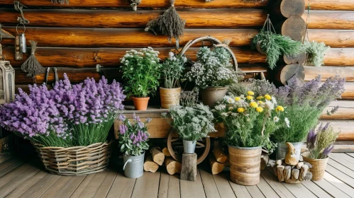 Rustic Wooden House with Porch and Plants