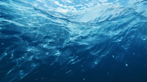 Tranquil Underwater Scene with Sunlight and Bubbles