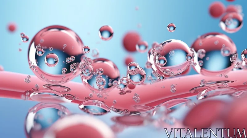 AI ART Whimsical Pink and Blue 3D Bubbles on Abstract Background