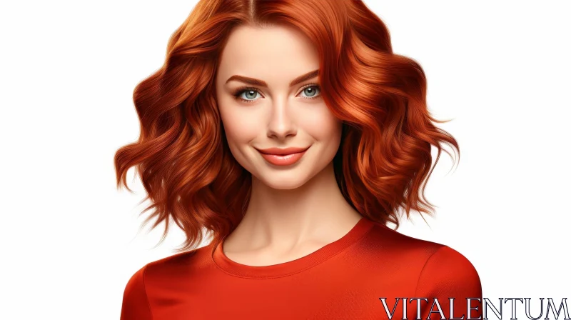 Young Woman Portrait with Red Hair AI Image