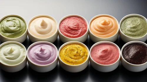 Colorful Ceramic Bowls with Creamy Substances