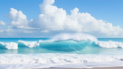 Ocean Wave Crashing on Sandy Beach - Nature's Power Captured