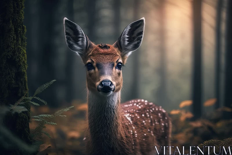 Serene Forest Portrait: Captivating Image of a Young Deer AI Image
