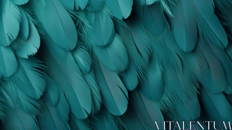 AI ART Teal Bird Feathers Close-up