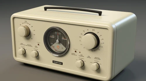 Vintage Cream-Colored Radio with Round Dial and Knobs