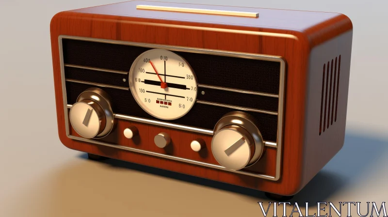 Vintage Wooden Radio - Retro Style Technology AI Image