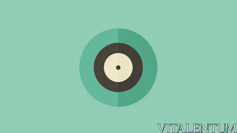 Vinyl Record on Green Background - Flat Design AI Image