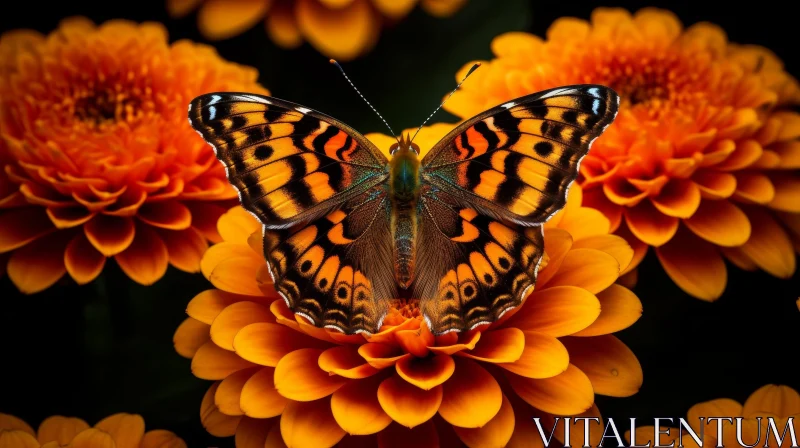 Beautiful Butterfly on Orange Flower AI Image