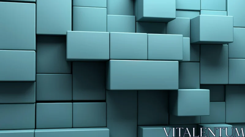 AI ART Blue Cubes Abstract 3D Rendering