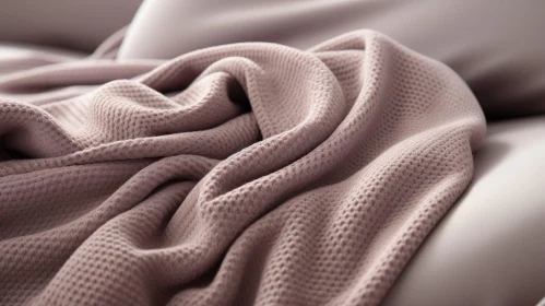 Cozy Pink Waffle Blanket on Beige Sofa
