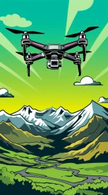 Drone Flying Over Mountain Landscape