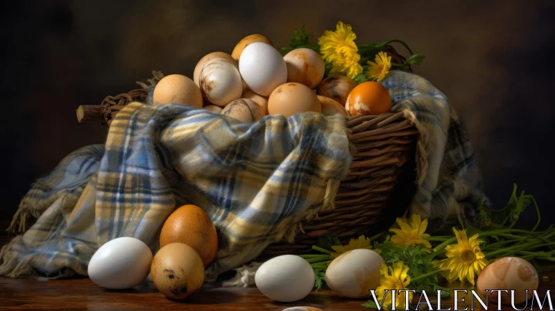 Egg Basket Still Life Composition AI Image