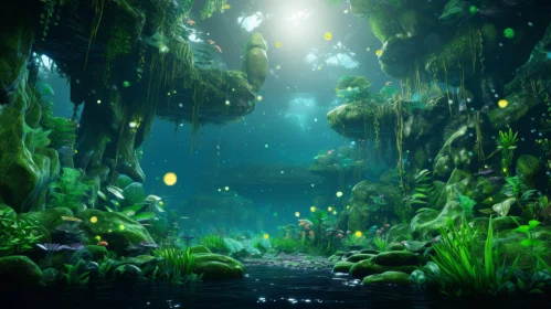 Enchanting Magical Forest with Bioluminescent Mushrooms