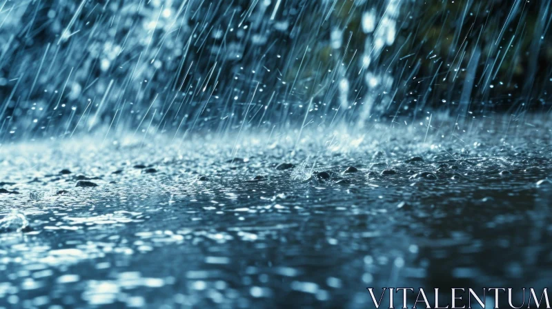 Intense Rain Shower Close-up AI Image