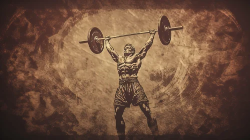 Muscular Man Lifting Barbell - Strength and Determination
