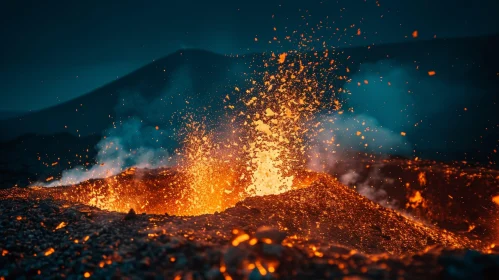 Volcanic Eruption at Night - Stunning Image