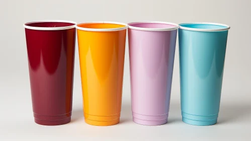 Colorful Plastic Cups Arrangement