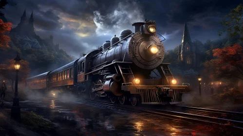 Dark and Moody Train Station Painting