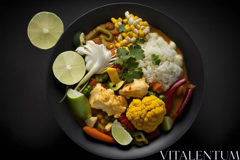Delicious Coconut Curry with Vegetables and Lime | Traditional Meal AI Image