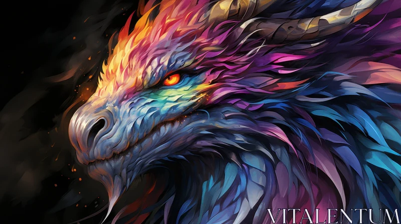 Dragon's Head Digital Painting - Fantasy Artwork AI Image