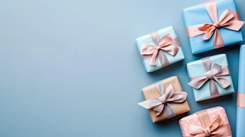 Elegant Gift Arrangement on Blue Background