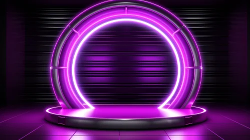 Glowing Purple Neon Circle Abstract Background