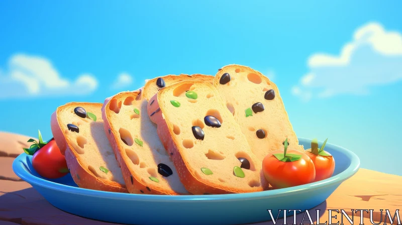 Delicious Bread and Tomato Plate AI Image