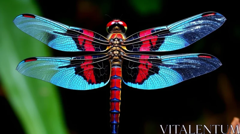 Dragonfly Close-Up with Spread Wings AI Image