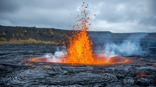 Fiery Volcanic Eruption: A Captivating Display of Nature's Power