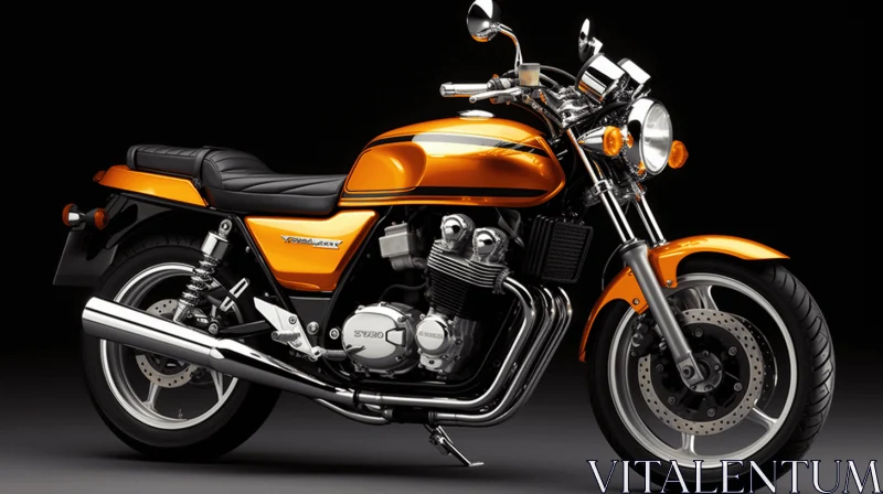 Orange Motorcycle on Black Background | Meticulous Detailing AI Image