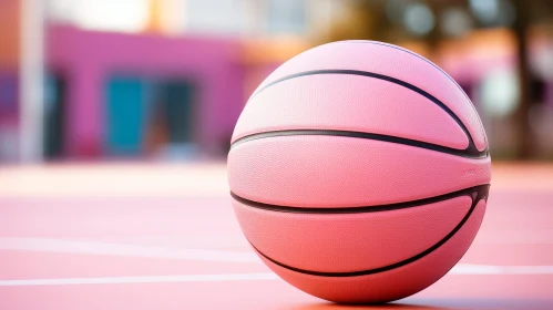 Pink Basketball Close-up on Court