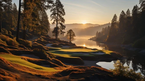 Serene Golf Course Sunrise Landscape