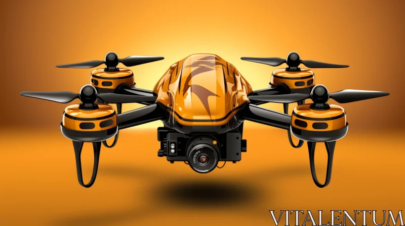 AI ART Yellow and Black Drone with Propellers in Mid-Air