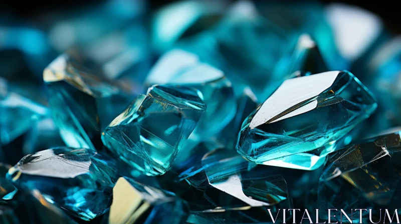AI ART Blue Gemstones Close-Up: Captivating Reflections in Dark Blue Background