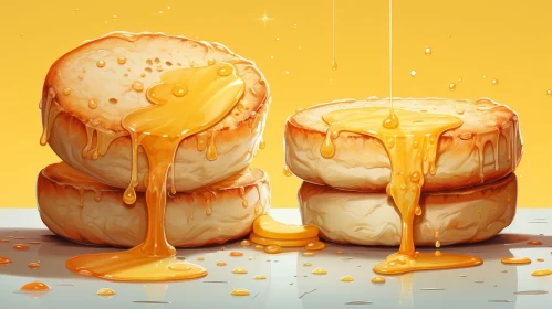 English Muffins with Honey - Digital Food Painting