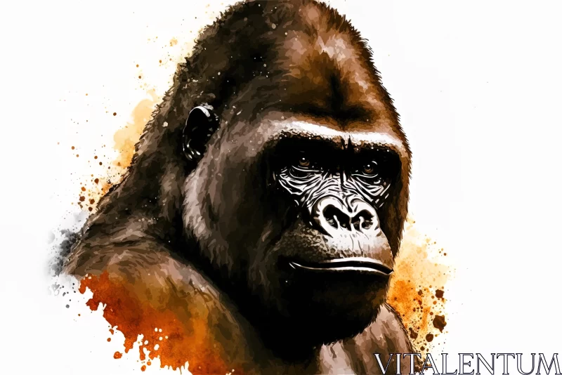 Gorilla Painting on White Background | Simplified Portraits AI Image