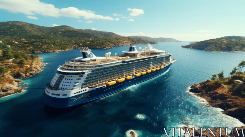 Majestic Cruise Ship in Beautiful Blue Sea AI Image