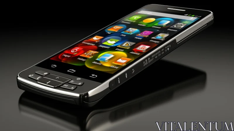 Modern Black Smartphone with Colorful Icons AI Image